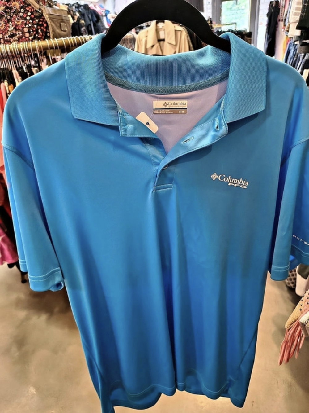 Columbia PFG Performance Polo Shirt Men's Blue Polo Medium